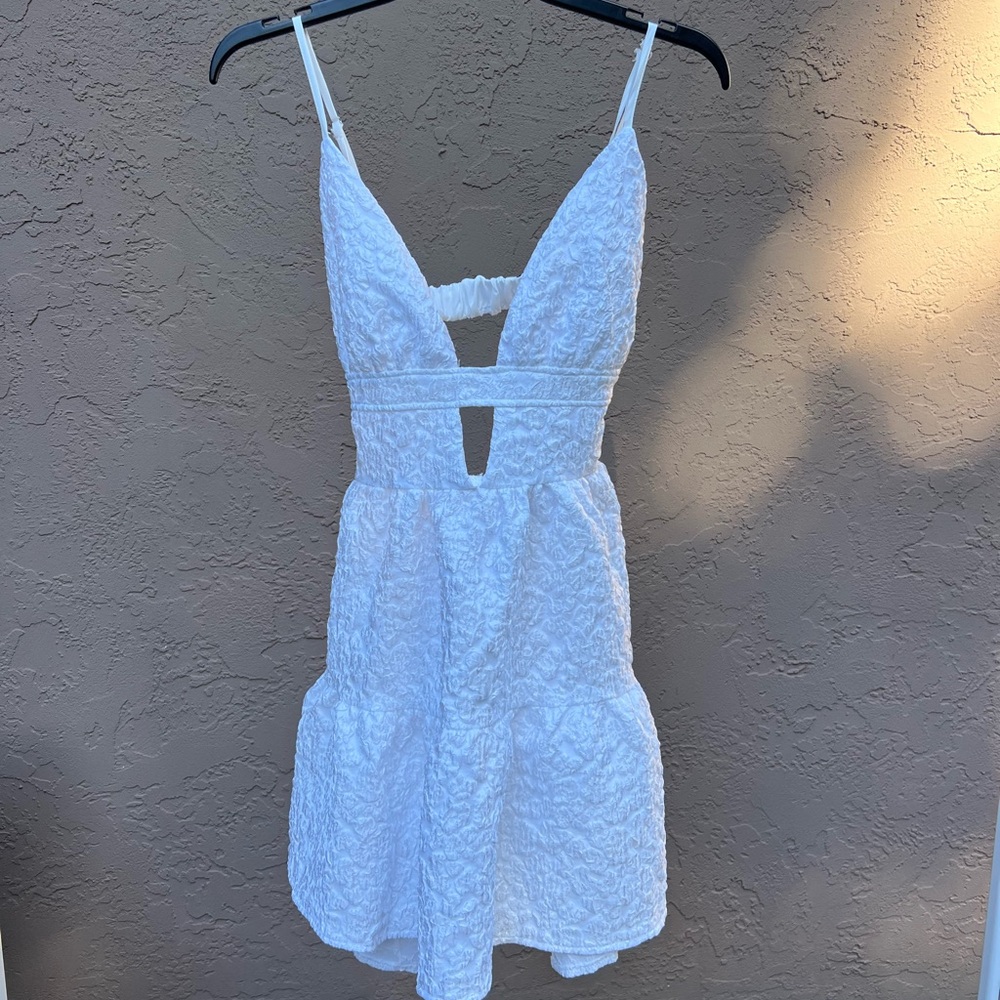 SHEIN White Textured Backless Dress